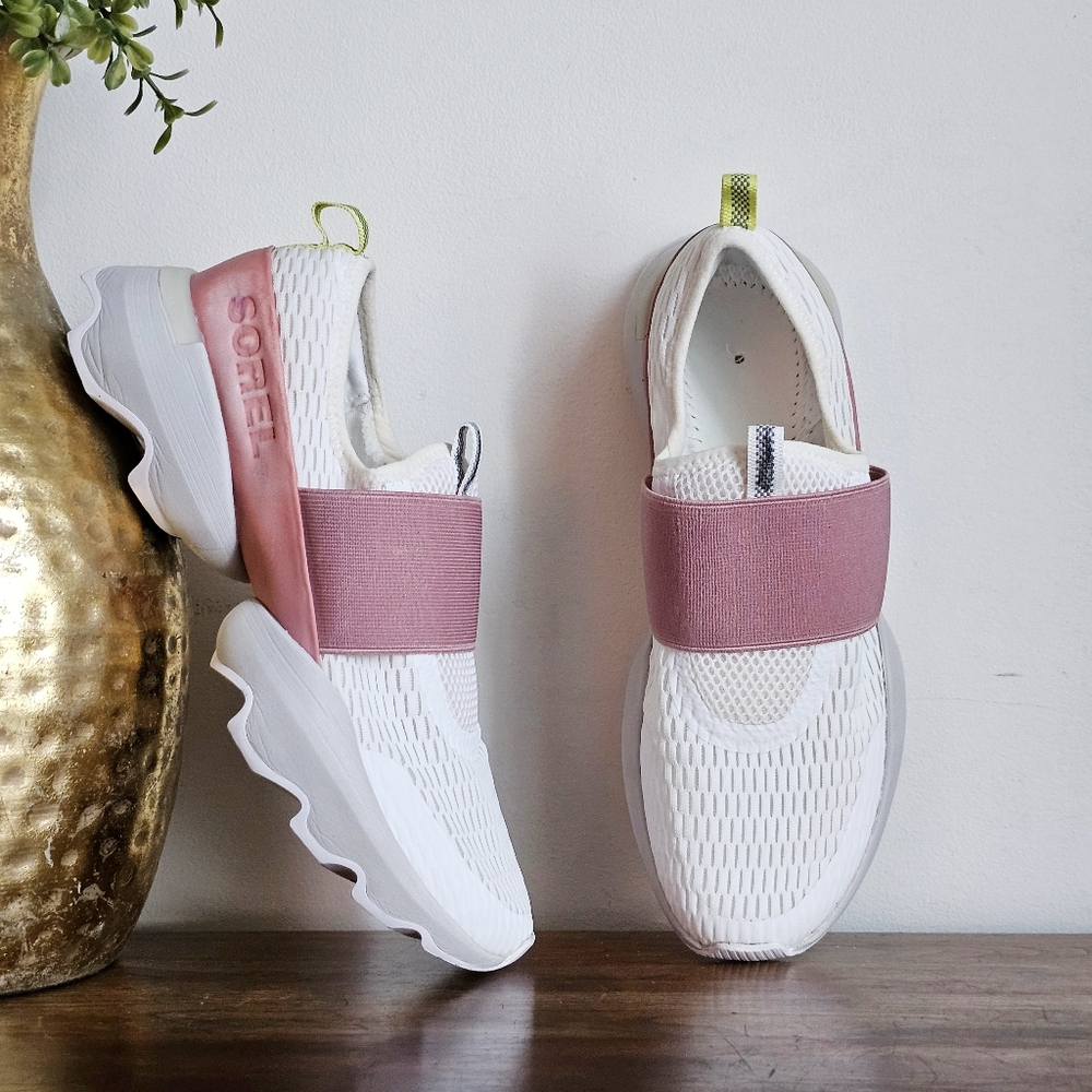 SOREL Kinetic Impact II Slip-On Sneakers White Pink Women’s 9 No Insoles
